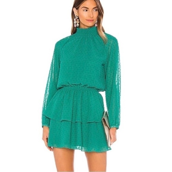 Yumi Kim Class Act Dress in Green Jewel Emerald Swiss Dot Sz L - Picture 15 of 15